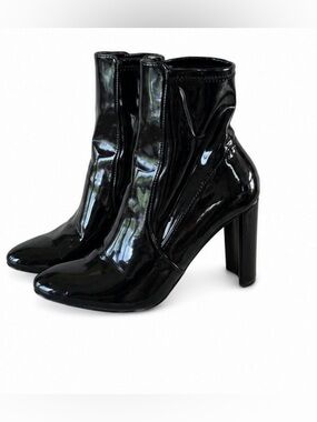 ALDO Glossy Faux Patent Block Heel Ankle Boots Size 8